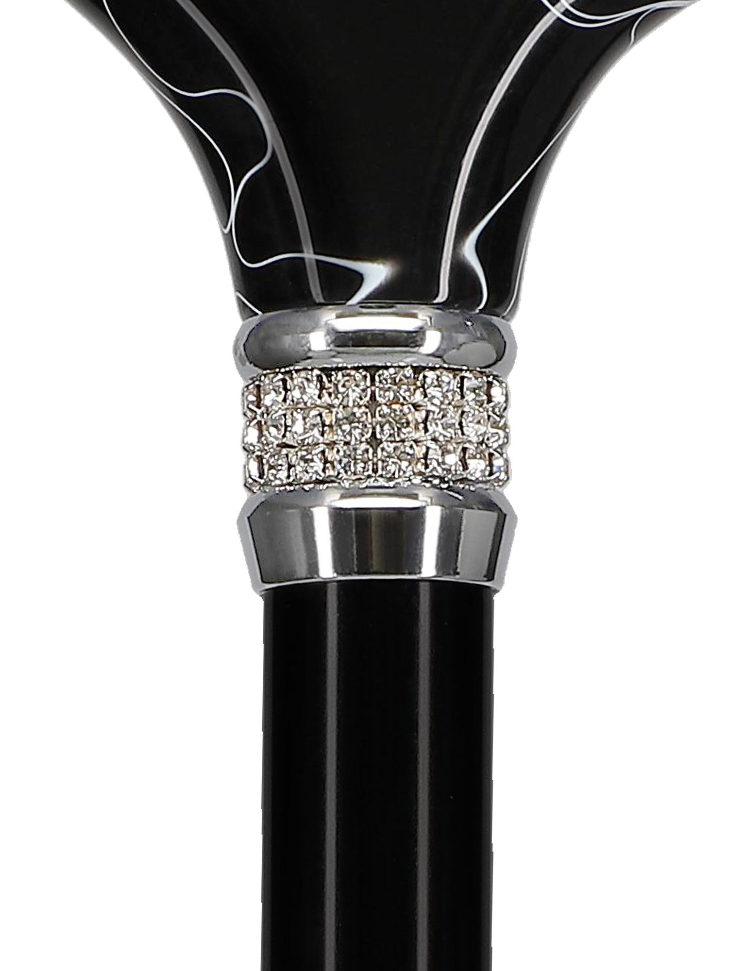 Black Pearlz with Rhinestone Collar Orthopedic Derby Cane