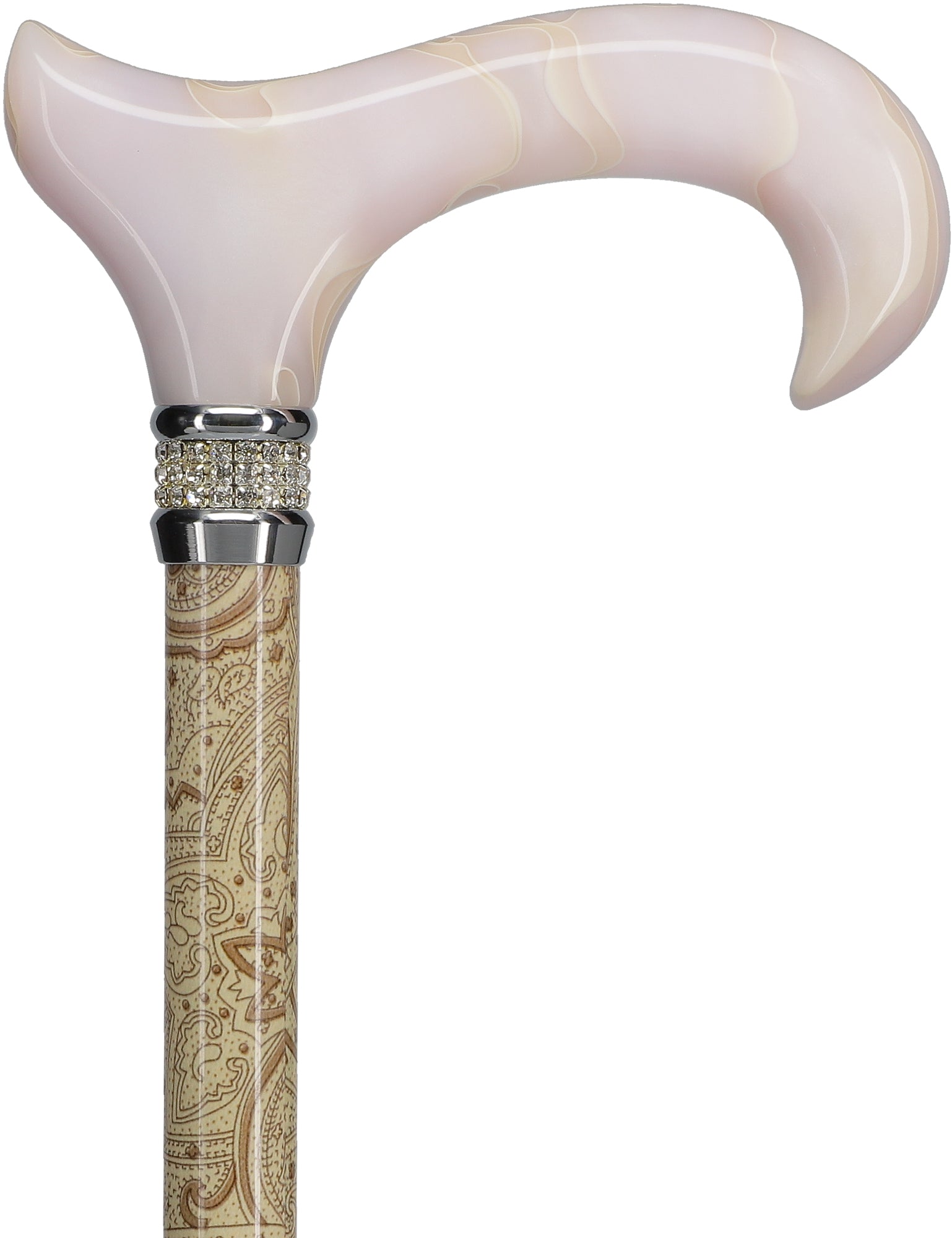 Rich Cream Pearlz Rhinestone Adjustable Orthopedic Derby Cane