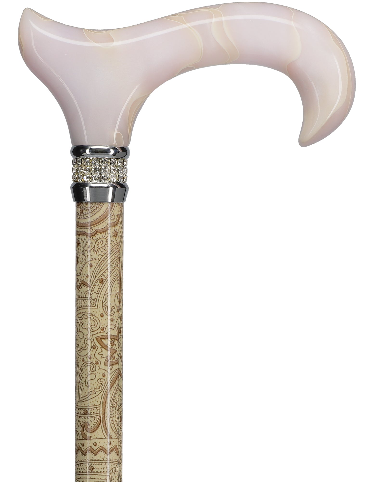 Rich Cream Pearlz Rhinestone Adjustable Orthopedic Derby Cane