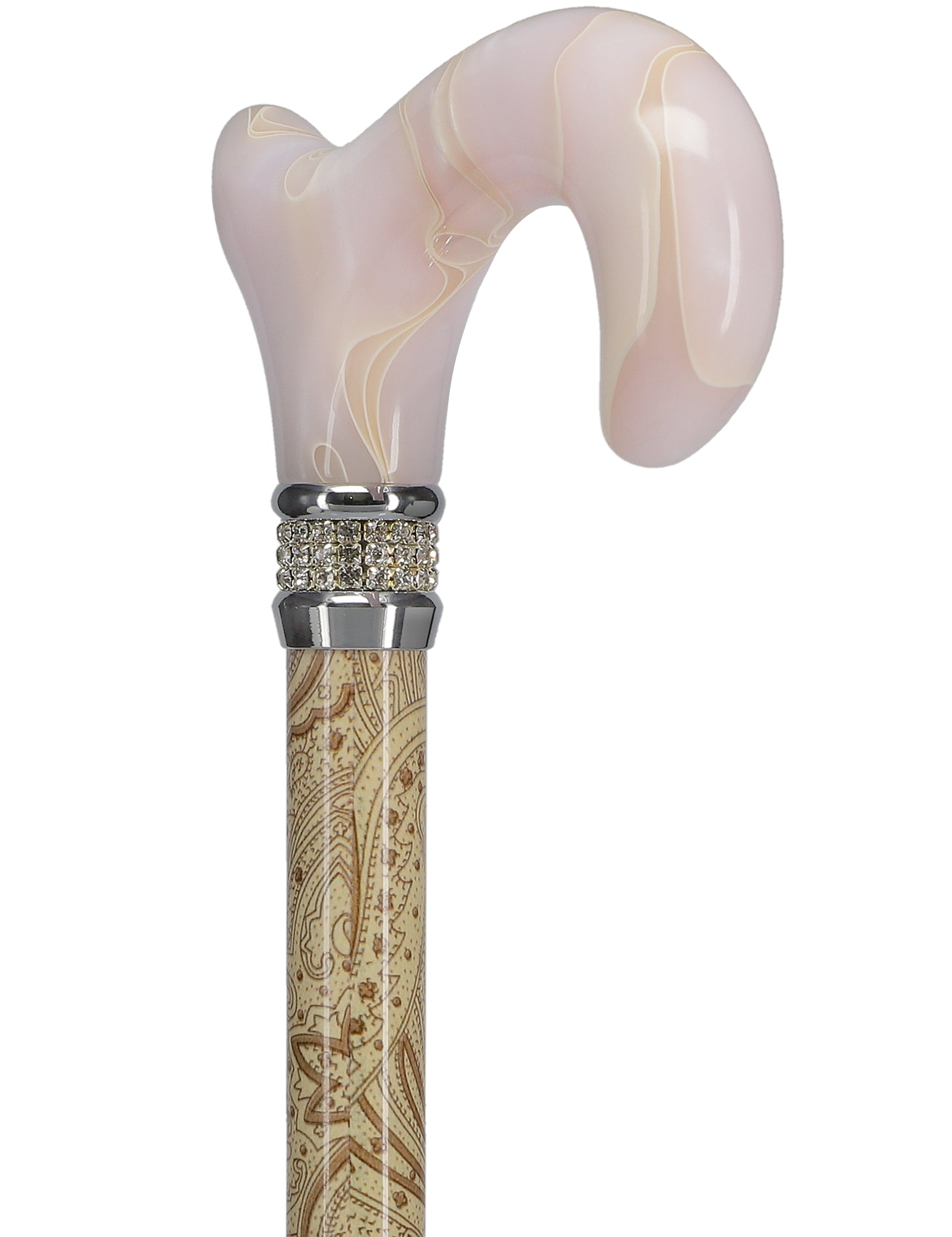 Rich Cream Pearlz Rhinestone Adjustable Orthopedic Derby Cane