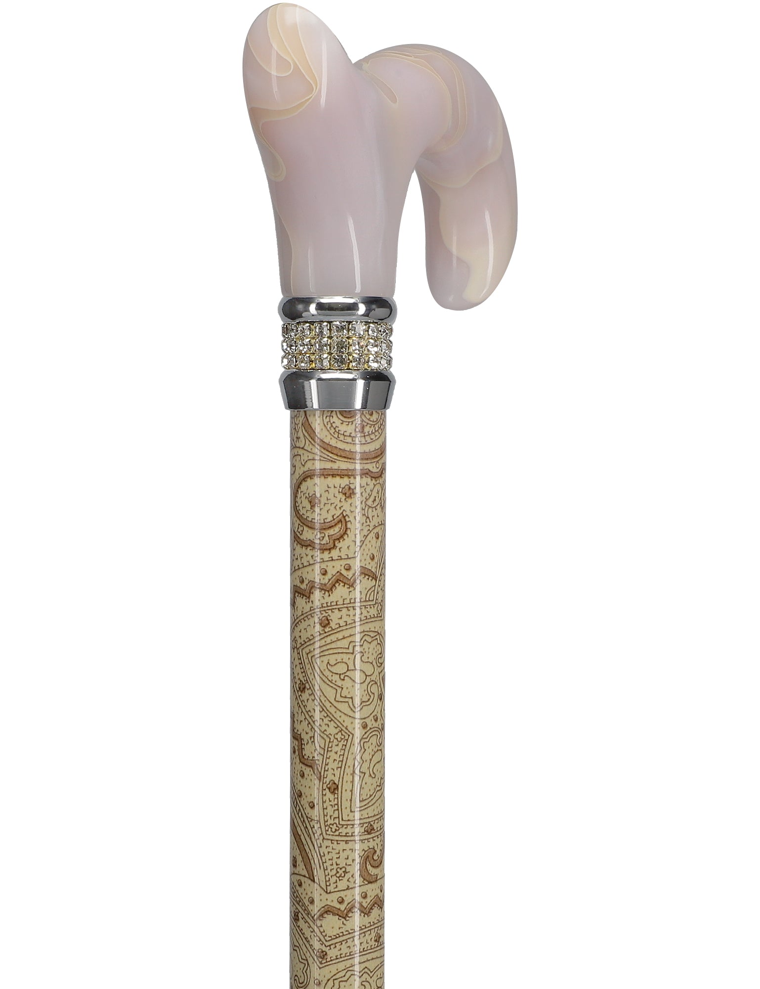 Rich Cream Pearlz Rhinestone Adjustable Orthopedic Derby Cane
