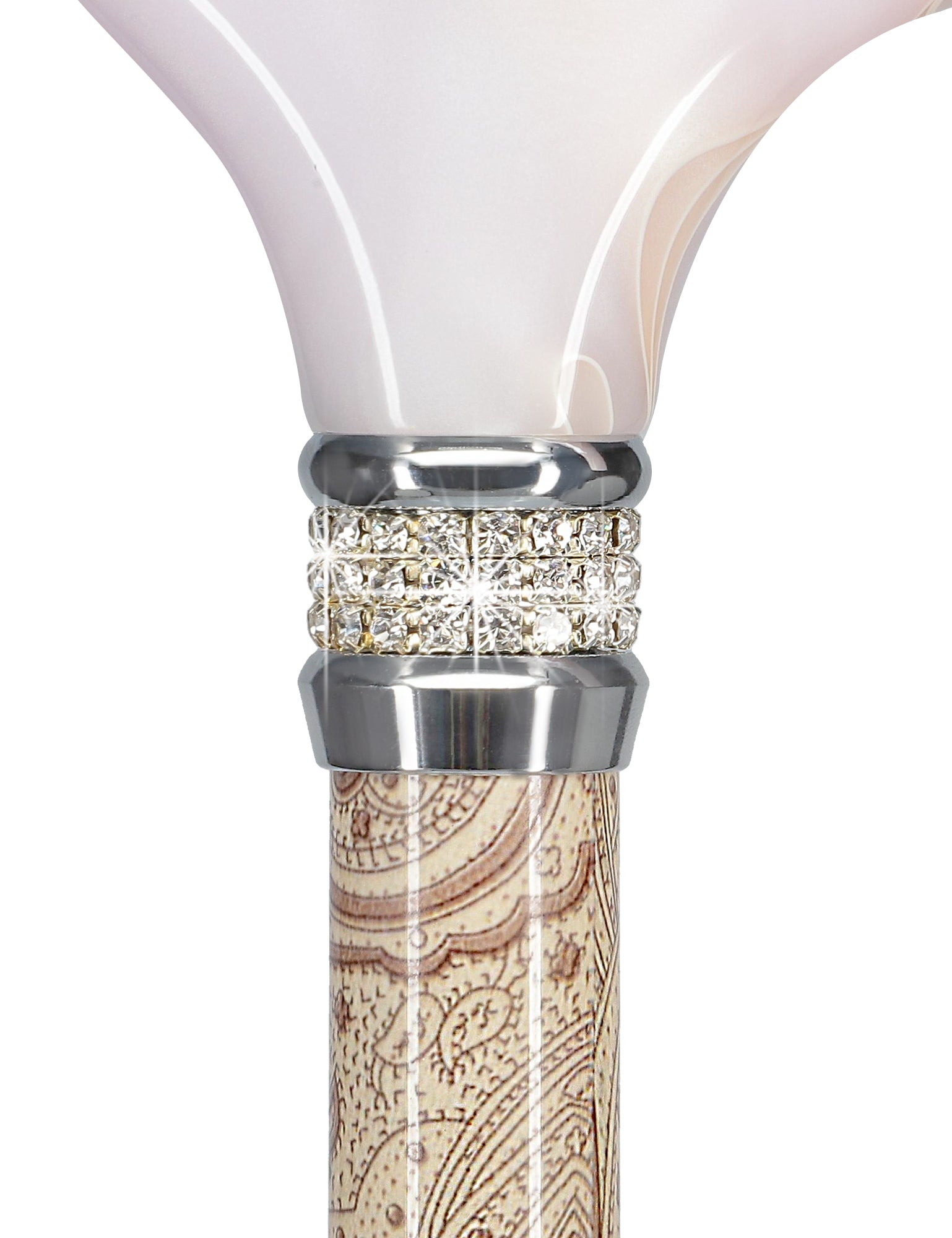 Rich Cream Pearlz Rhinestone Adjustable Orthopedic Derby Cane