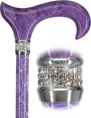Purple Pearlz with Rhinestone Collar Orthopedic Derby Cane