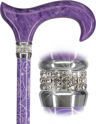 Purple Pearlz with Rhinestone Collar Orthopedic Derby Cane