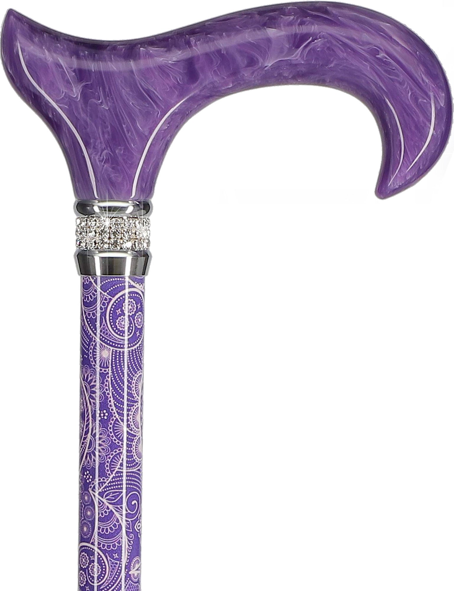 Purple Pearlz with Rhinestone Collar Orthopedic Derby Cane
