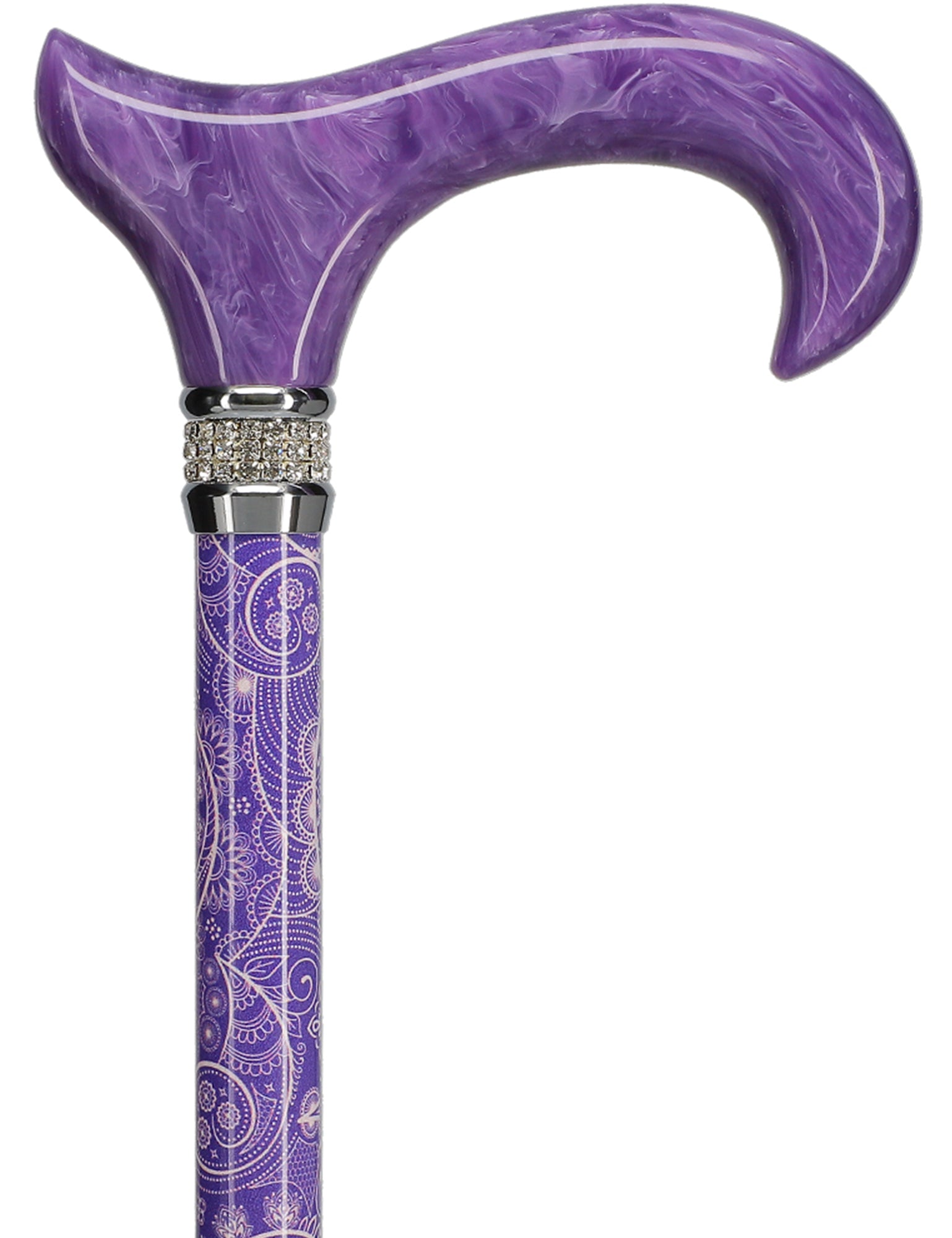Purple Pearlz with Rhinestone Collar Orthopedic Derby Cane