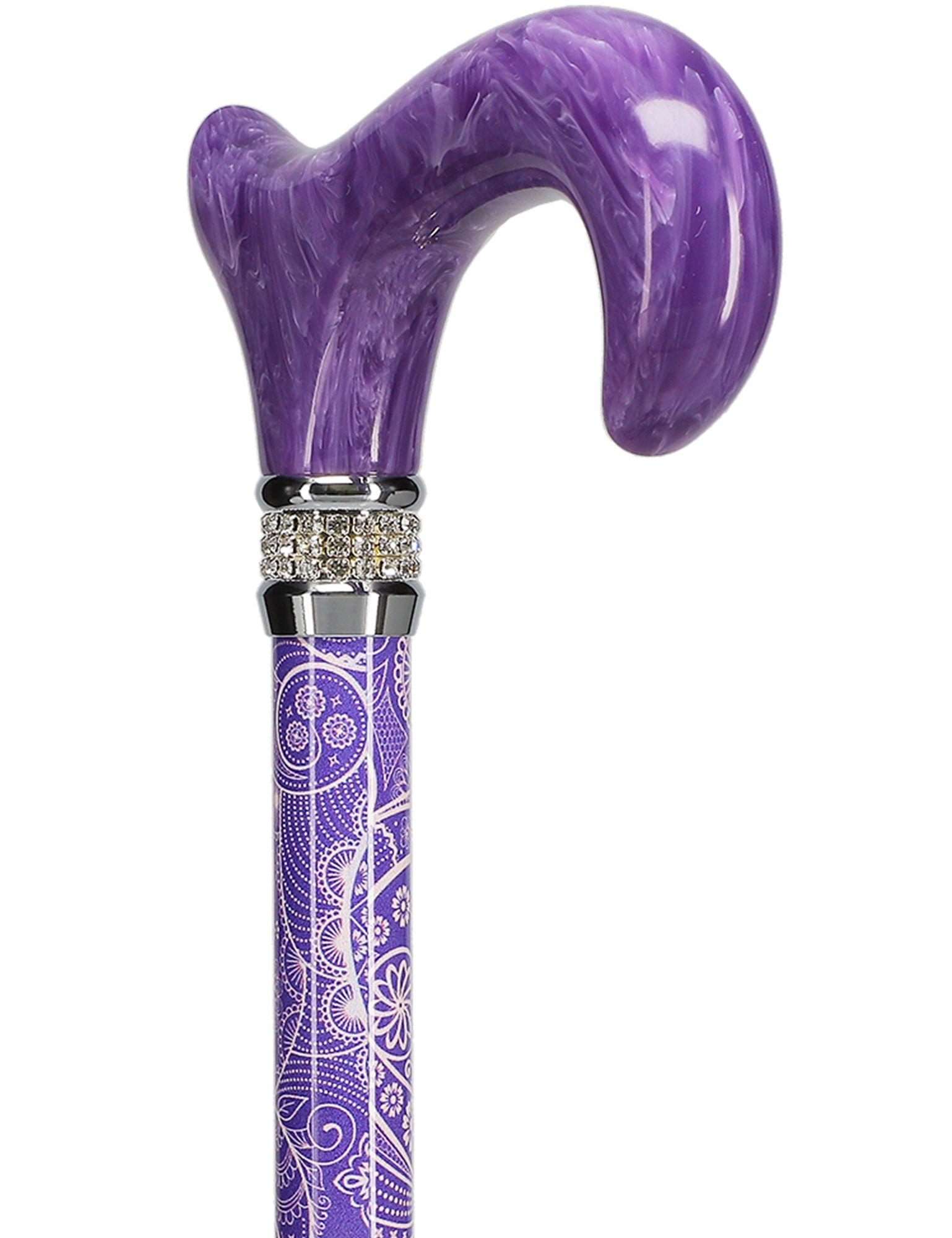 Purple Pearlz with Rhinestone Collar Orthopedic Derby Cane