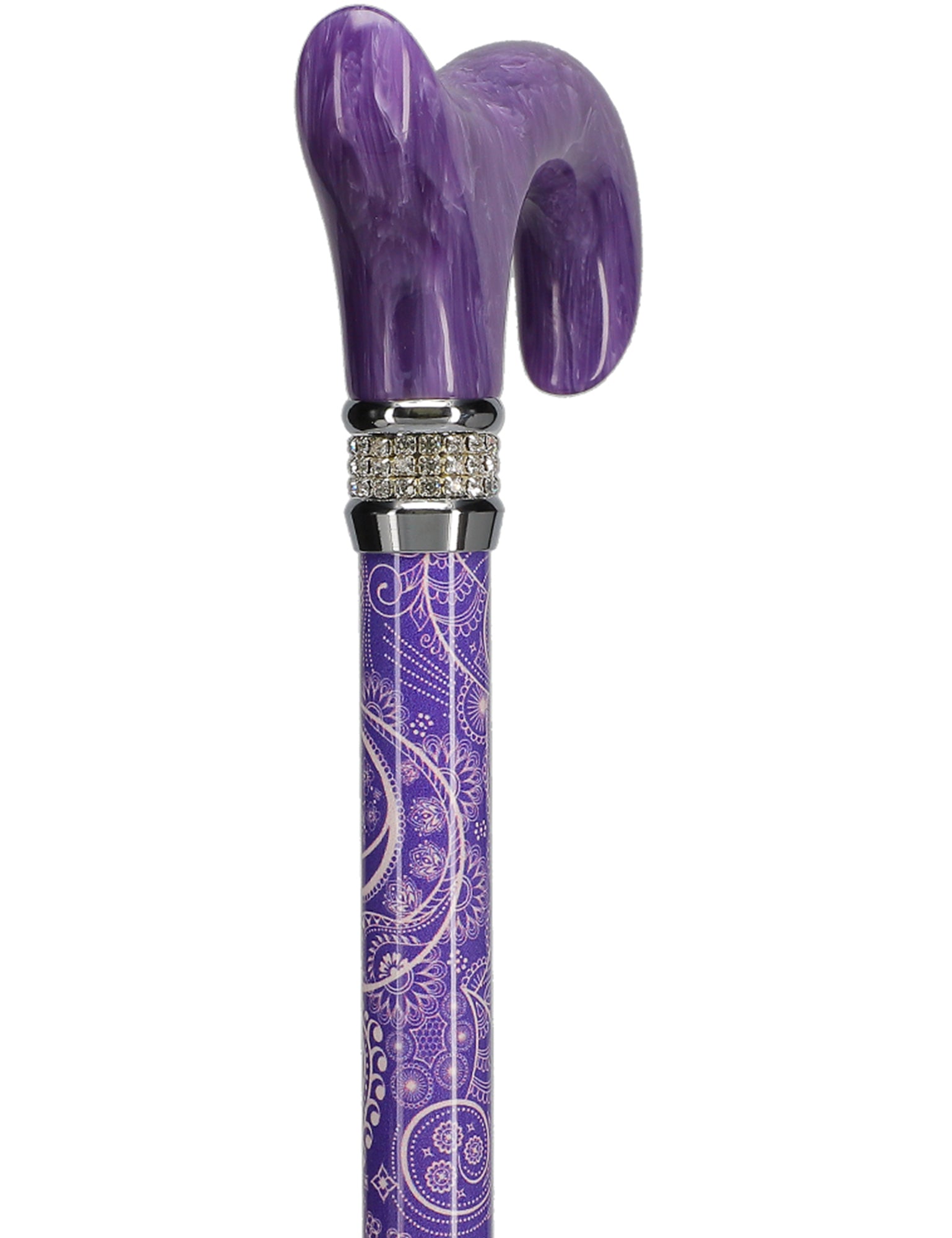 Purple Pearlz with Rhinestone Collar Orthopedic Derby Cane