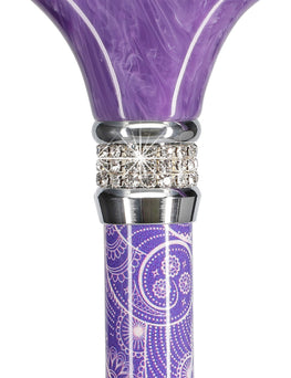 Adjustable Fashionable Purple Cane with Diamonds and Pearls