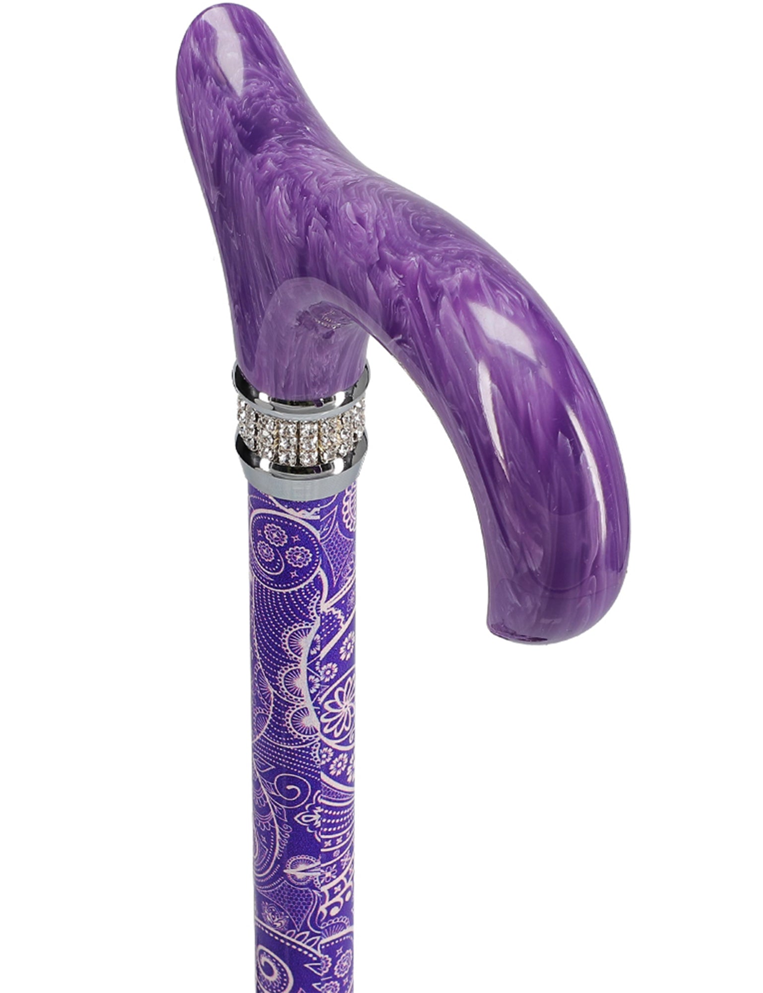 Purple Pearlz with Rhinestone Collar Orthopedic Derby Cane