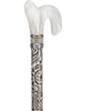 White Pearlz and Rhinestone Collar on Designer Black Swirl Adjustable Cane