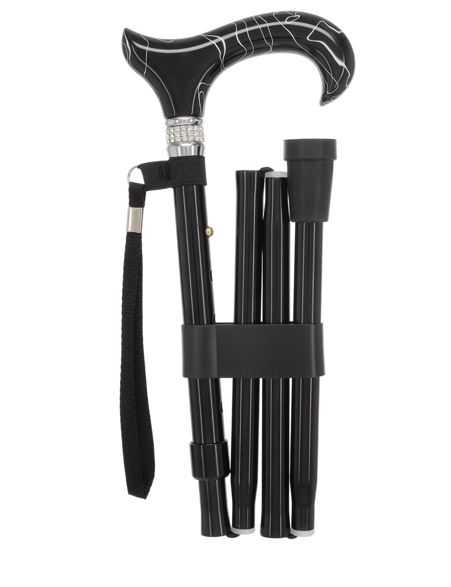 Black Pearlz Designer Adjustable Orthopedic Folding Cane