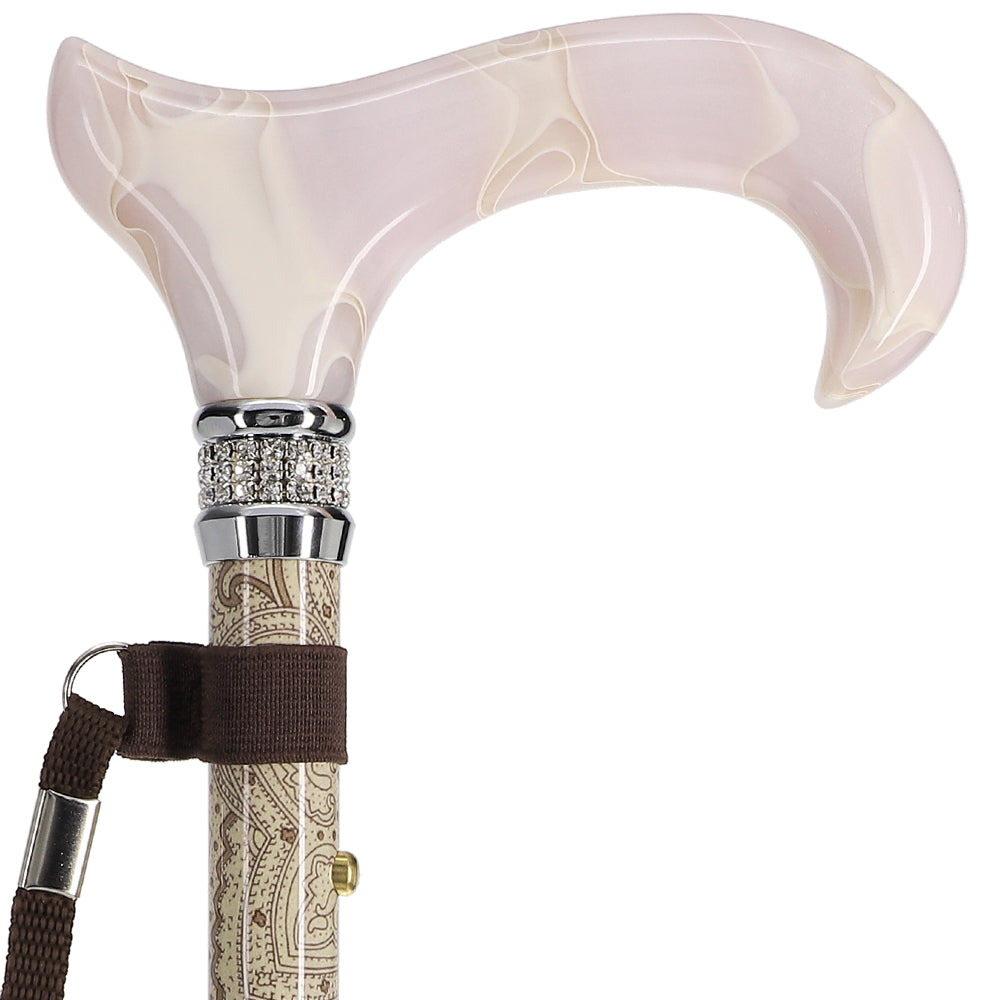 Crème Pearlz Designer Adjustable Orthopedic Folding Cane