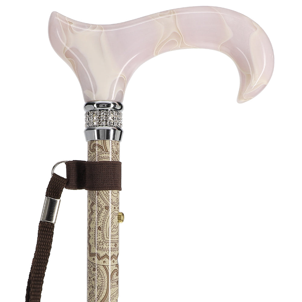Crème Pearlz Designer Adjustable Orthopedic Folding Cane