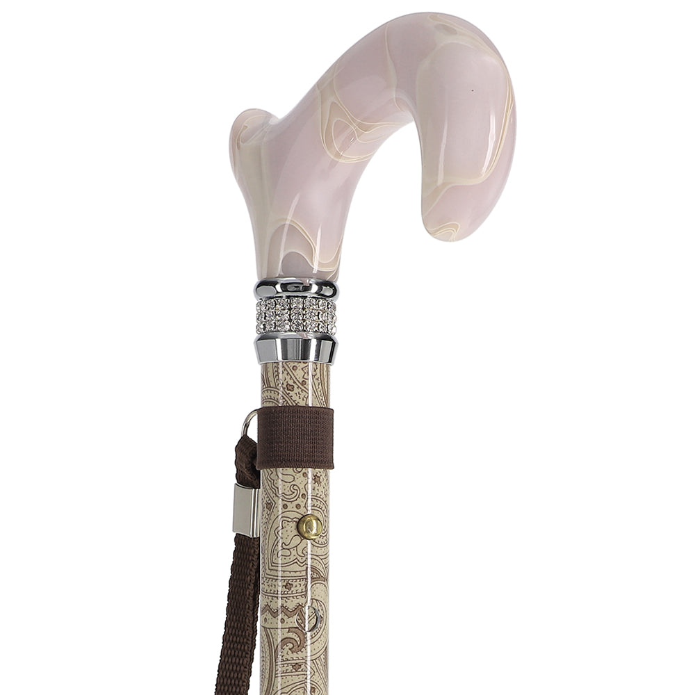 Crème Pearlz Designer Adjustable Orthopedic Folding Cane