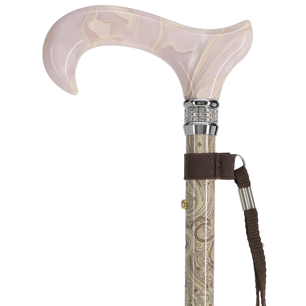 Crème Pearlz Designer Adjustable Orthopedic Folding Cane