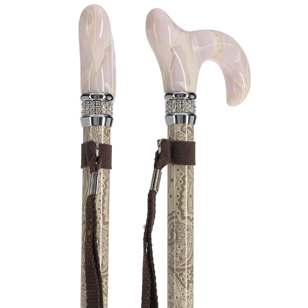 Crème Pearlz Designer Adjustable Orthopedic Folding Cane