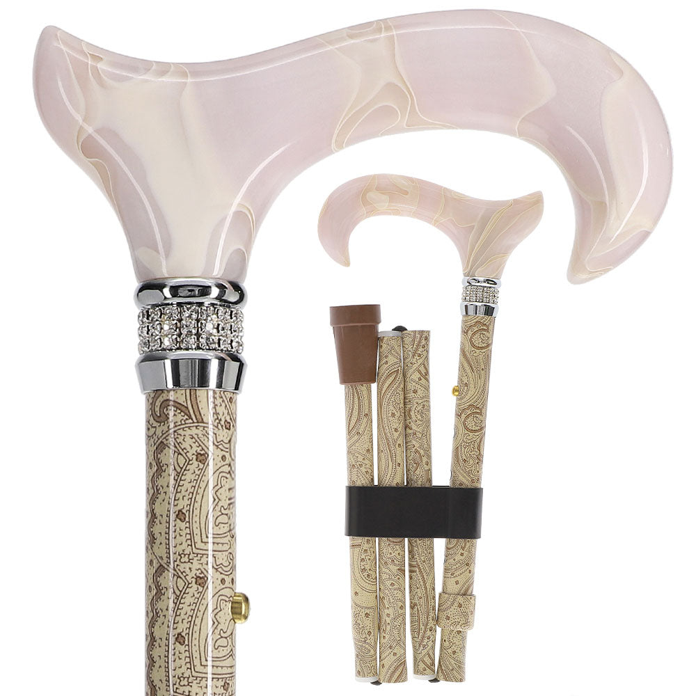 Crème Pearlz Designer Adjustable Orthopedic Folding Cane