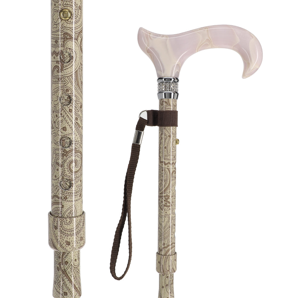 Crème Pearlz Designer Adjustable Orthopedic Folding Cane
