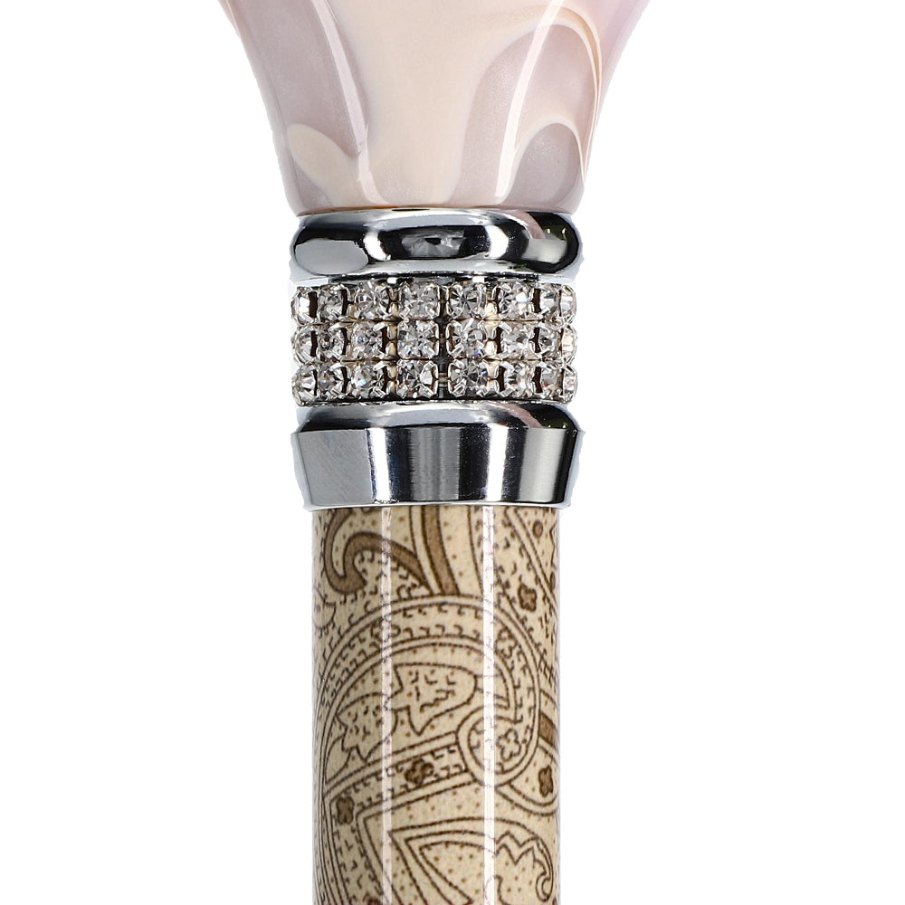 Crème Pearlz Designer Adjustable Orthopedic Folding Cane