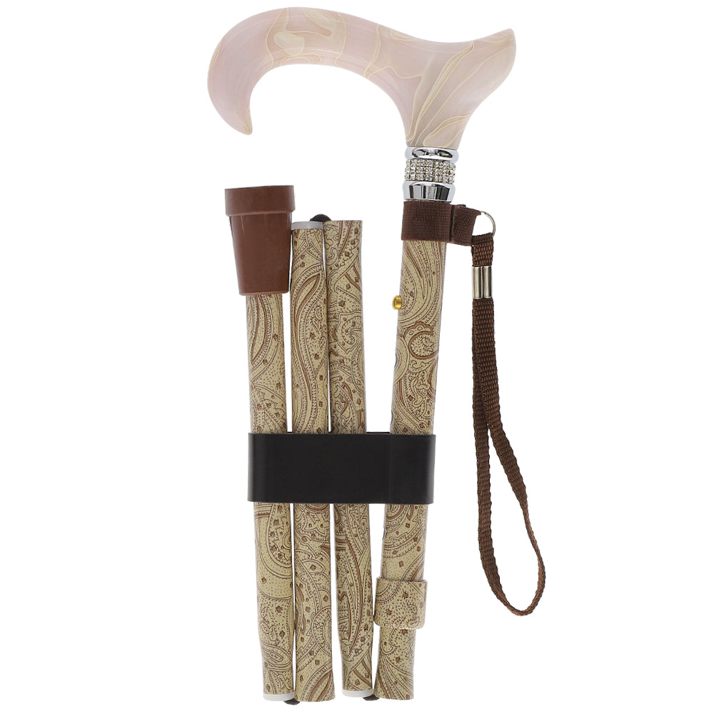 Crème Pearlz Designer Adjustable Orthopedic Folding Cane