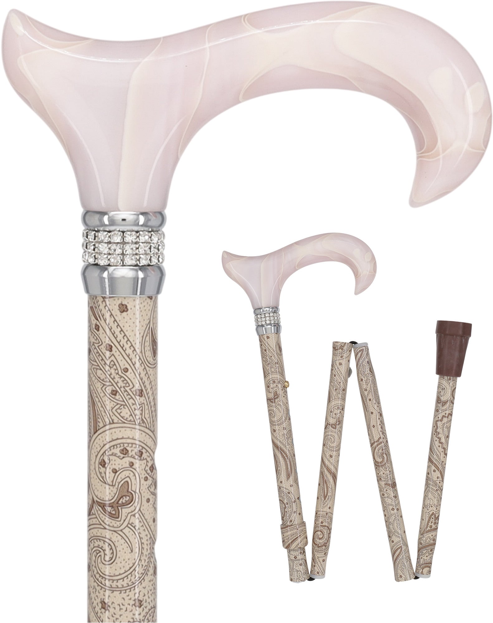 Crème Pearlz Designer Adjustable Orthopedic Folding Cane
