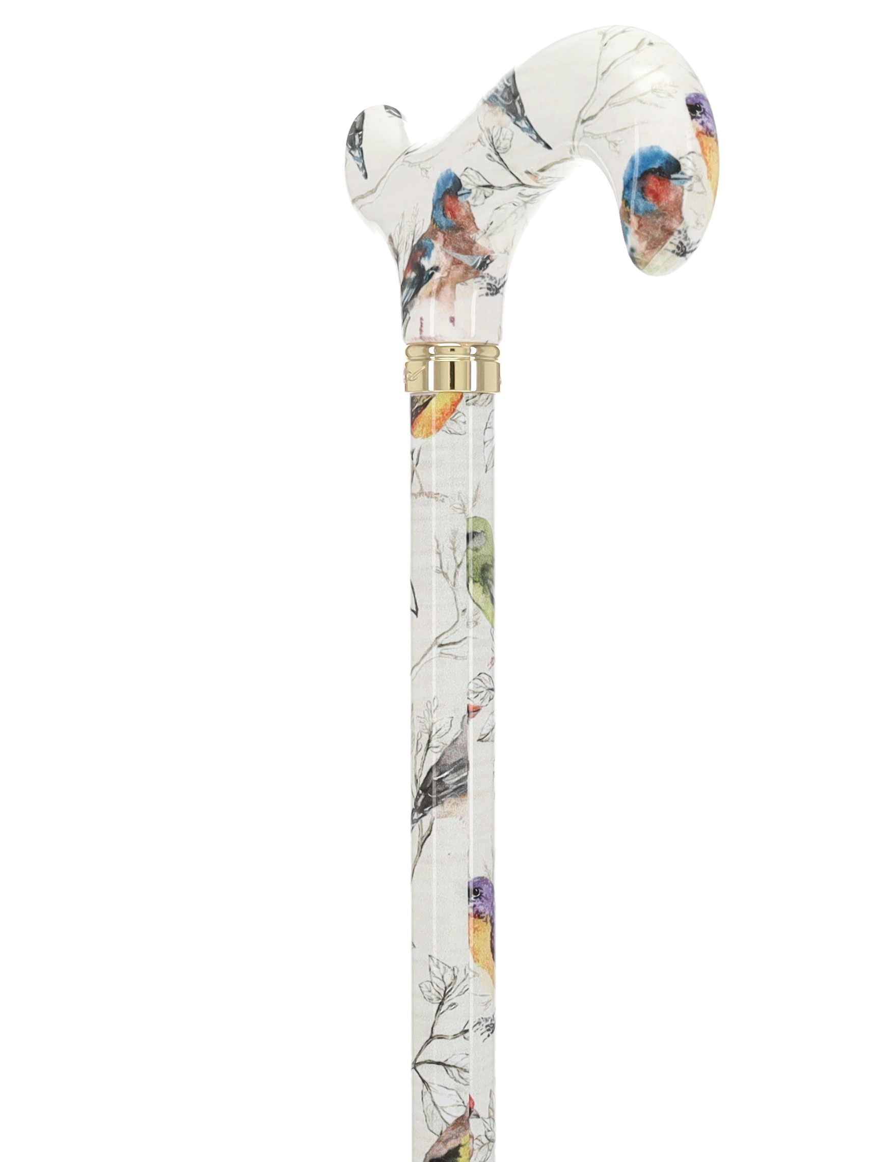 Watercolor Bird: Designer Derby Cane with Patterned Handle