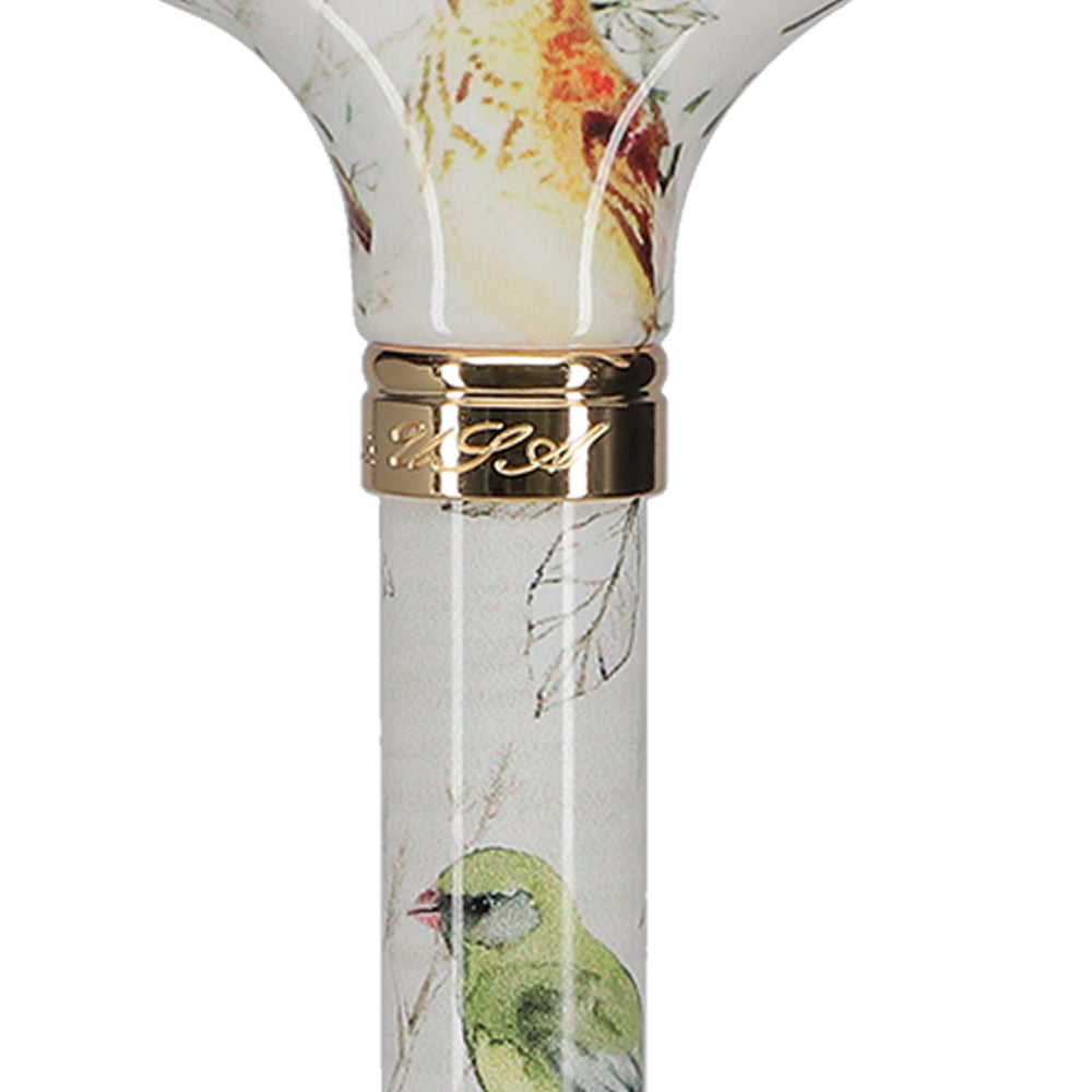 Watercolor Bird: Designer Derby Cane with Patterned Handle