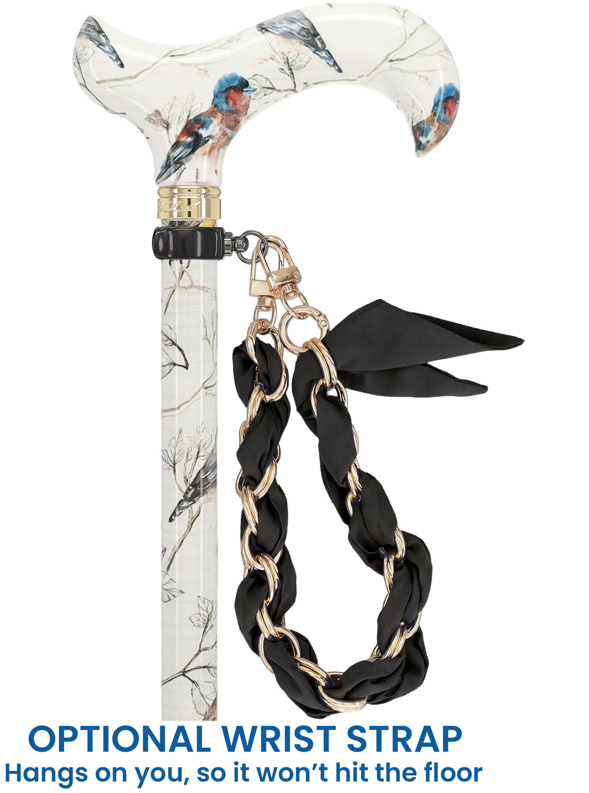 Watercolor Bird: Designer Derby Cane with Patterned Handle