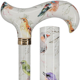 Watercolor Bird Designer Derby Adjustable Cane