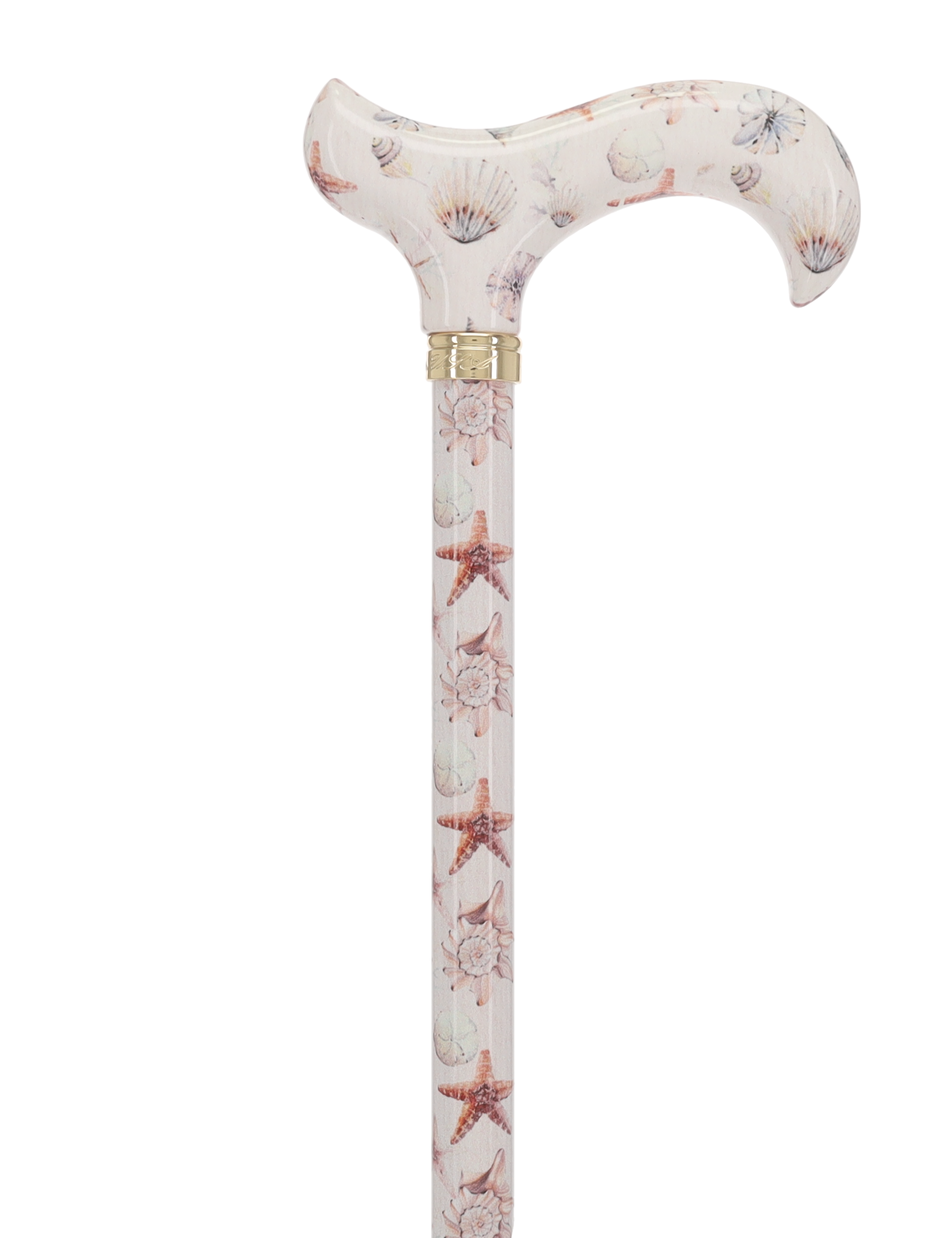 Watercolor Seashells: Designer Derby Cane Patterned Handle