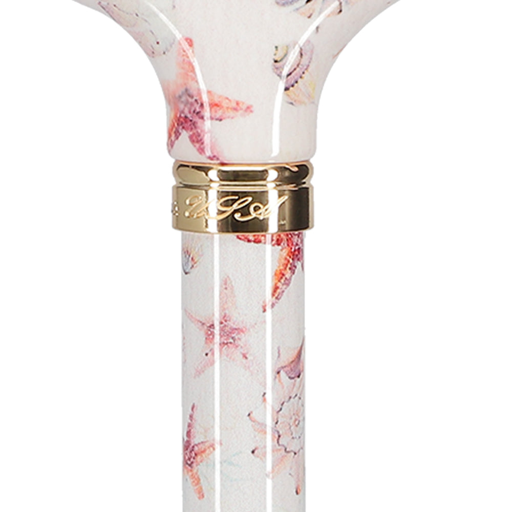 Watercolor Seashells: Designer Derby Cane Patterned Handle