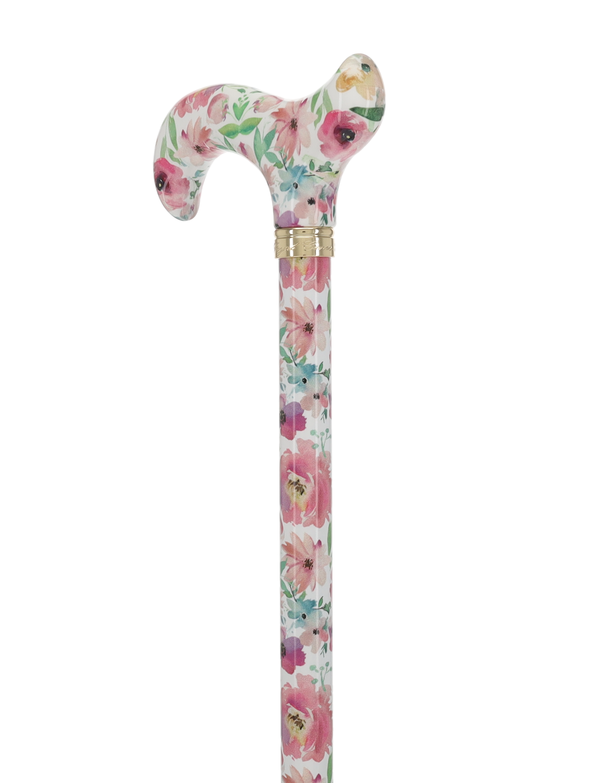 Watercolor Flowers: Designer Adjustable Cane w/ Patterned Handle