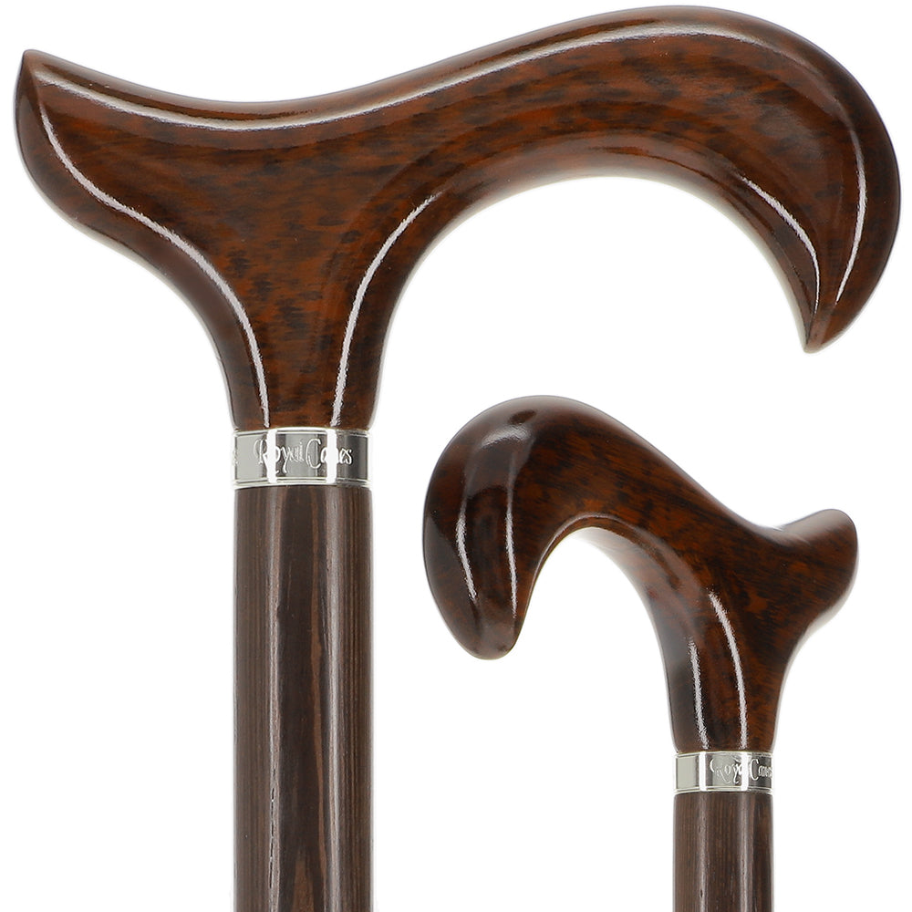 Scratch and Dent Genuine Snakewood Derby Cane: Premium Textured Exotic Wenge Wood V3235