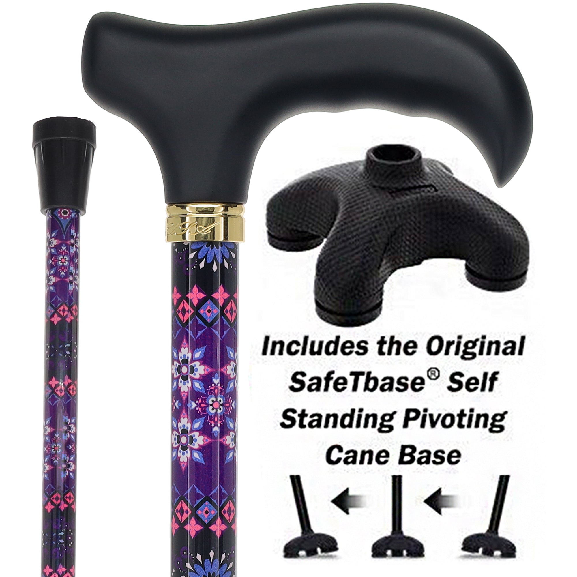 Pretty Purple Adjustable Derby Walking Cane with Engraved Collar w/ SafeTbase