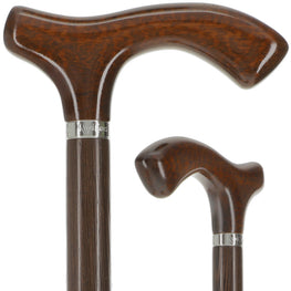 Scratch and Dent Fritz Walking Cane w/ Genuine Snakewood Handle & Wenge Shaft w/ Silver Collar V2206