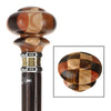 Mad Hatter Multi Wood Knob Handle Walking Stick With Wenge Wood Shaft and Two Tone Collar