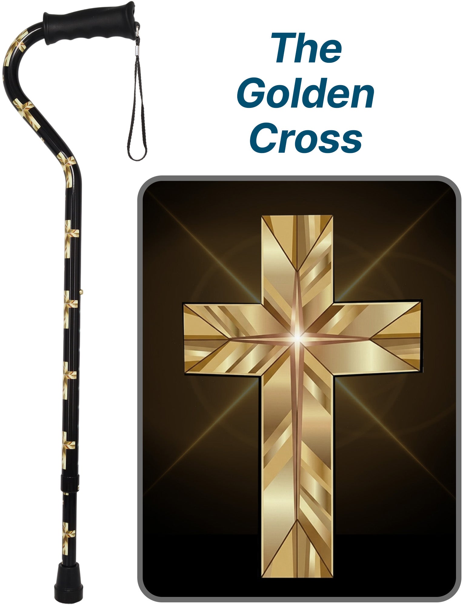 Golden Cross Designer Adjustable Cane: Comfort Grip Offset