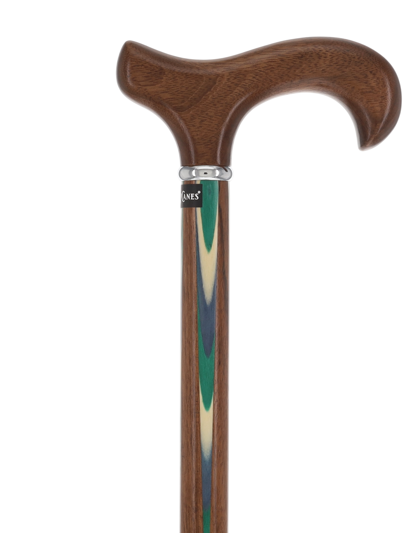 Green & Blue Inlaid Derby: Ovangkol Shaft Colorwood Inlay
