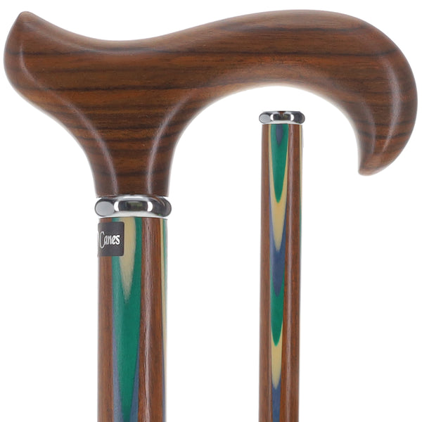 Green & Blue Inlaid Derby: Ovangkol Shaft Colorwood Inlay