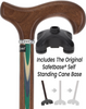 Green & Blue Inlaid Derby Walking Cane With Ovangkol Shaft and Silver Collar w/ SafeTbase