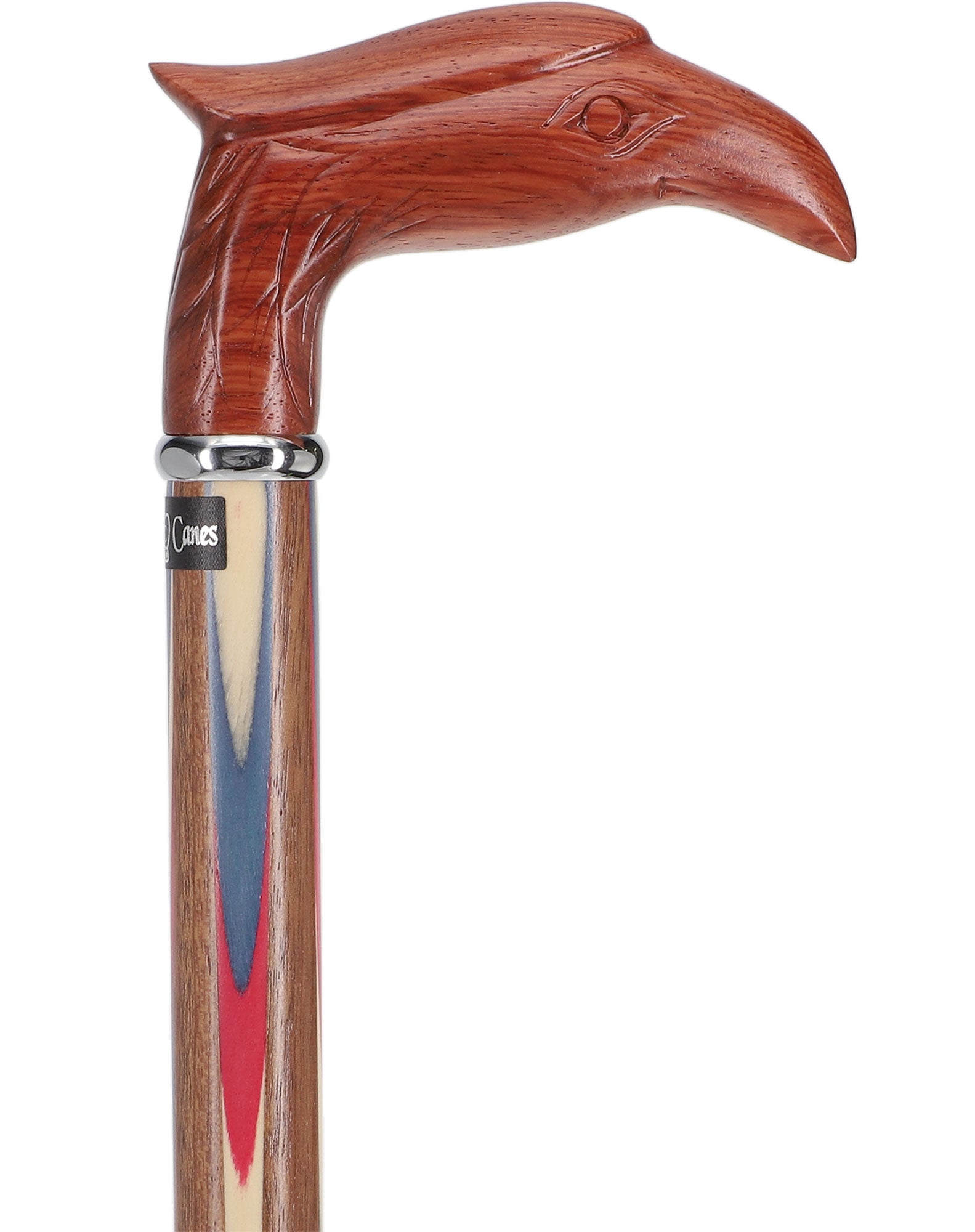 Patriotic "Colors Don't Run" Eagle Cane - Ovangkol Inlaid Wood