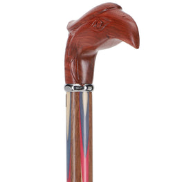 Colors Don't Run Eagle Handle Walking Cane With Inlaid Ovangkol Shaft and Silver Collar