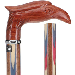 Patriotic "Colors Don't Run" Eagle Cane - Ovangkol Inlaid Wood