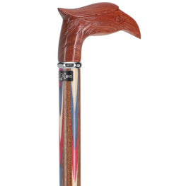 Scratch and Dent Colors Don't Run Eagle Handle Walking Cane With Inlaid Ovangkol Shaft and Silver Collar V2142