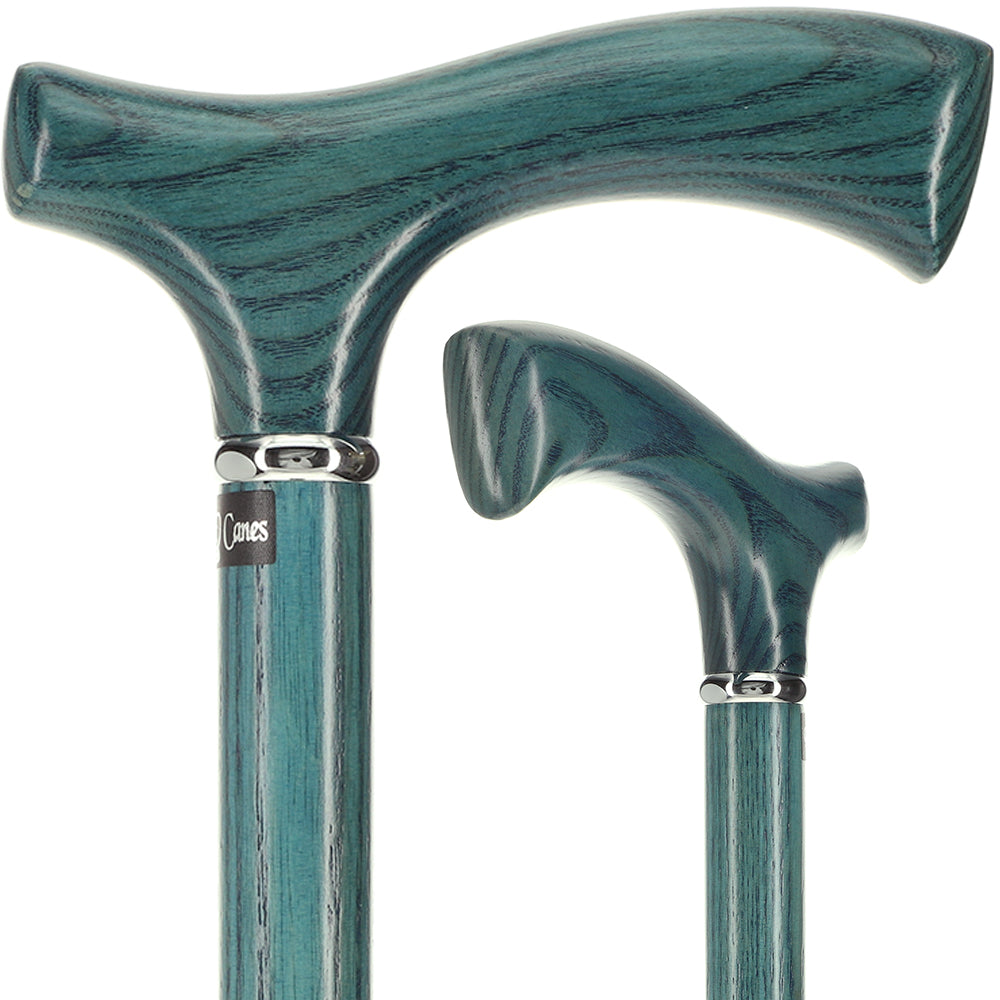 Blue Slim Line Chrome Plated Fritz Walking Cane With Blue Ash Shaft and  Pewter Swirl Collar