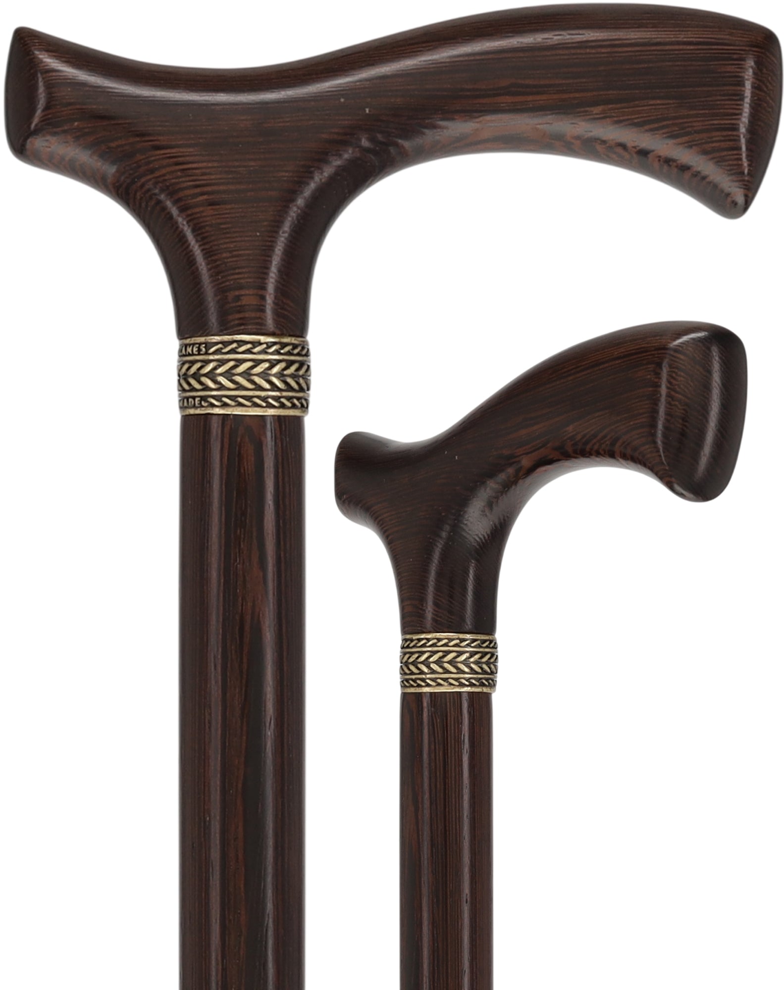 Genuine Wenge Wood Fritz Comfort Handle - Standard Size - Pewter Collar