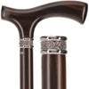 Luxury Genuine Ebony Fritz Handle Cane: Pewter Collar Detail