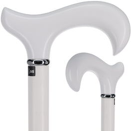 White Derby Handle Walking Cane with Beechwood Wood Shaft and – Fashionable  Canes