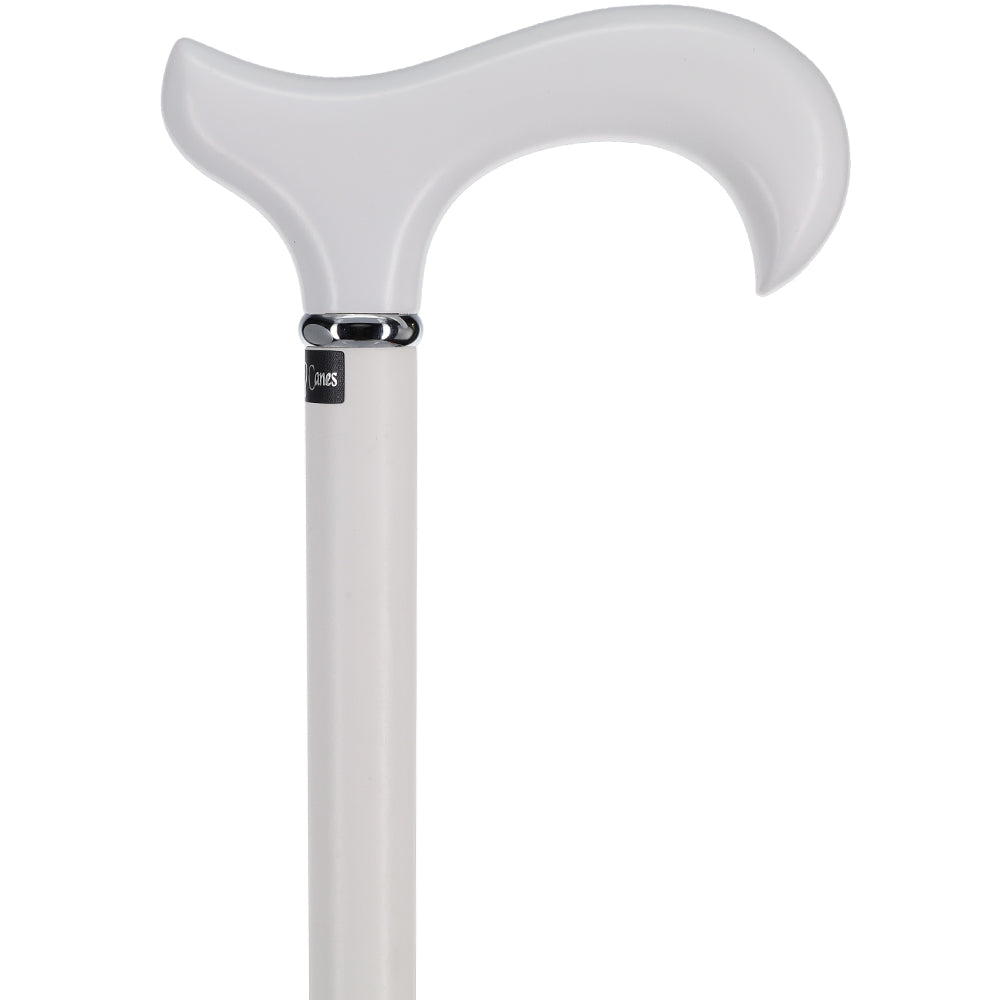 Sleek White Derby Handle: Beechwood Shaft with Polished Finish